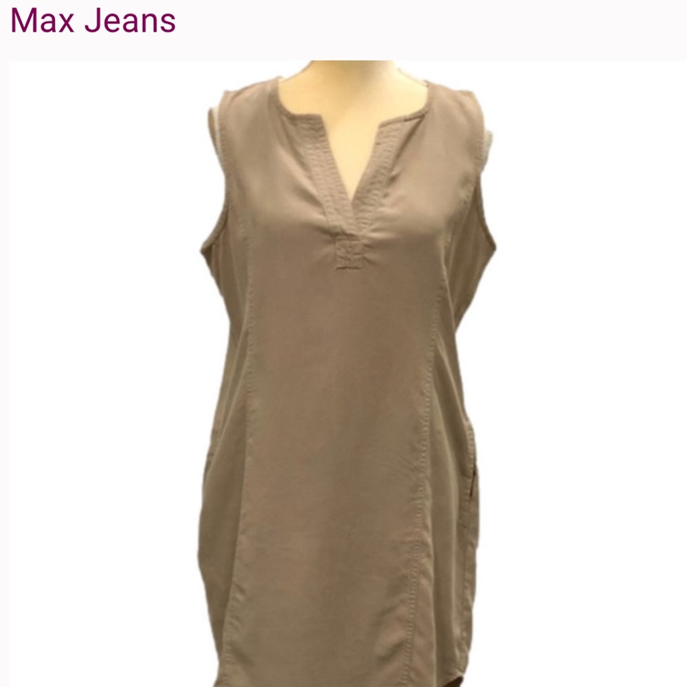 Max Jeans Shift Dress Beige Size Small